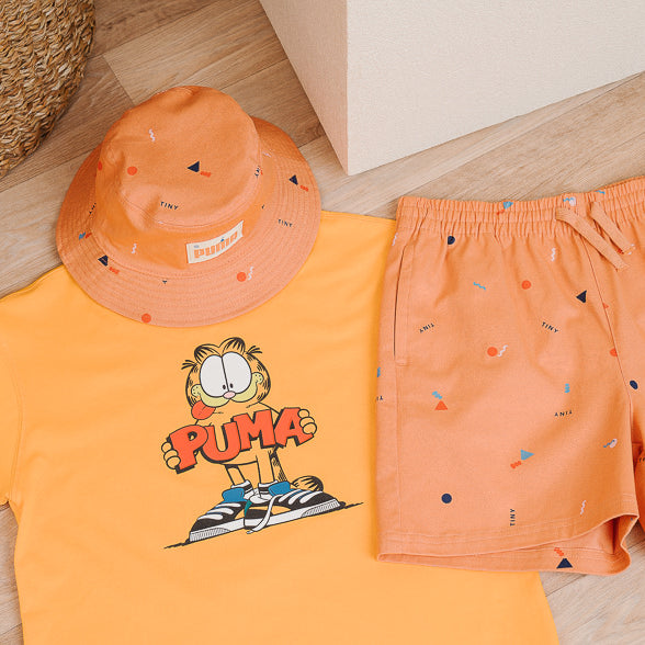 Children's Garfield-themed hat and shorts